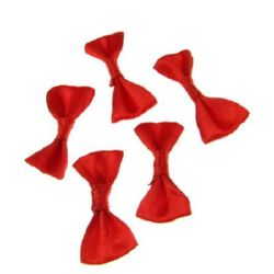 Панделки от сатен цвят червен 30 мм -10 броя