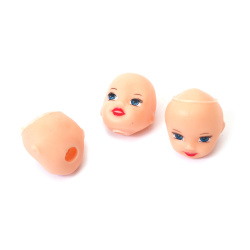 Cap de păpușă cu ochi pictați, fără păr, model fetiță 26x27x24 mm – 10 bucăți