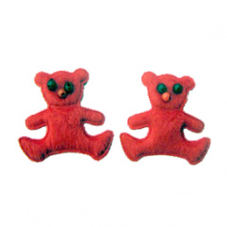 Fabric Decorative Figurines / Teddy Bear / Red 32 mm - 10 pieces