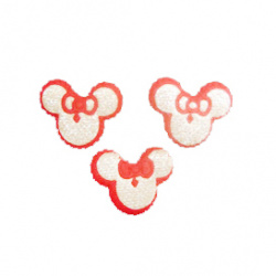 Silicone Mouse Figurine with Glitter Powder for Decoration / 23 mm / Red with Silver - 20 pieces