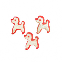 Silicone Figurine with Glitter Powder, Poodle / 17 mm / Red with Silver - 20 pieces