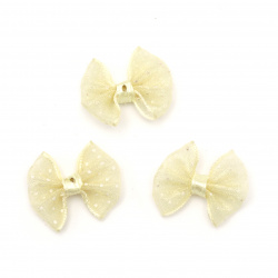 Ribbon 23x20 mm organza yellow light with white spots -5 pieces