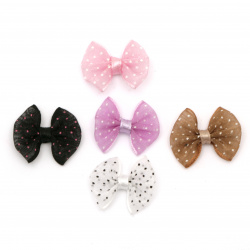 Ribbon 23x20 mm organza ASORTED with dots -5 pieces