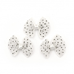 Ribbon 23x20 mm organza white with black dots -5 pieces