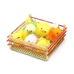 Stoc epuizat. Primeste notificare pe email cand produsul revine in stoc Set de Paști 4-6-9 pui cu iarbă de nucă de cocos pentru decorare 100x100x35 mm