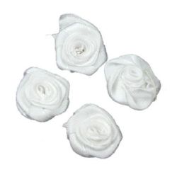 Τριαντάφυλλα σατέν 25 mm λευκό -10 τεμάχια
