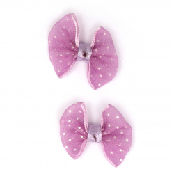 Stoc epuizat. Primeste notificare pe email cand produsul revine in stoc Panglică 23x20 mm organza violet cu puncte albe -5 bucăți