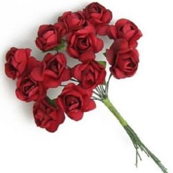 Bouquet of Paper and Wire Roses, Red, 20 mm - Pack of 12