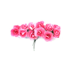 Bouquet of Paper and Wire Roses, Pink, 20x80 mm - Pack of 12