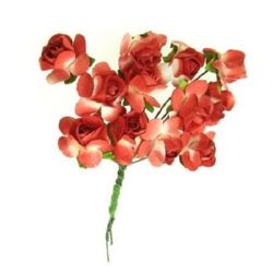 Not Available Online. You can also buy at EM ART stores and at +359 884 000 893 Bouquet of paper Roses with wire stems 18x70 mm color white and red - 12 pieces