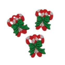 Rubber Figurine, Christmas Candy Canes / 23 mm - 10 pieces