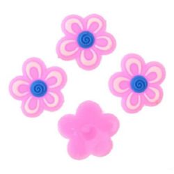 Λουλούδι από καουτσούκ για διακόσμηση ρόζ 17x3 mm - 10 τεμάχια