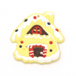 Cute Rubber Charm / Christmas House / 50x50 mm - 5 pieces