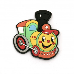 Rubber Locomotive Figurine, 55x50 mm, with 20 mm Clasp - Pack of 5