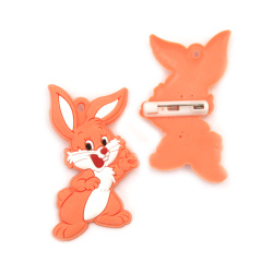 Cute Rubber Figure with Pin and Hole for Kid's Accessories / 50x30 mm - 5 pieces