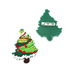 Χριστουγεννιάτικο δέντρο, καουτσούκ 50x33 mm με καρφίτσα 20 mm - 5 τεμάχια