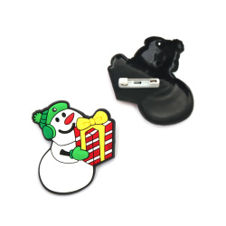 Rubber Snowman with Clasp Pin / 47x40 mm, Clasp: 20 mm - 5 pieces