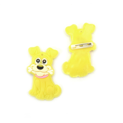 Rubber Charm with Clasp, 50x33x4 mm, Yellow Dog with Bone - Set of 5