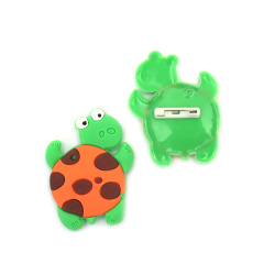 Rubber Charm with Clasp, 55x42x3 mm, Turtle - 5 Pieces
