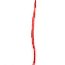 Лента от естествен велур червена 3x1.5 мм -5 метра