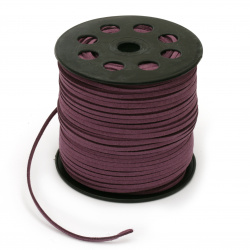 Natural Suede Cord, Suede Lace, Fl3x1.5 mm purple -5 meters