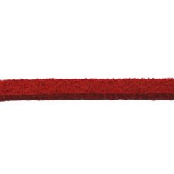 Genuine Suede Cord, Jewellery Suede Lace, Flat 2.5x1.5 mm red -5 meters