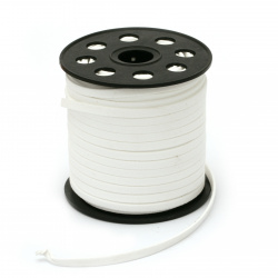 Natural Suede Cord5x1.5 mm color white -5 meters