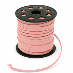 Natural Suede Cord 5x1.5 mm color pink light -5 meters