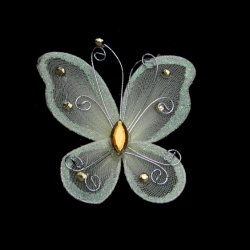 Пеперуда цвят кремав с брокат 70x60 мм 