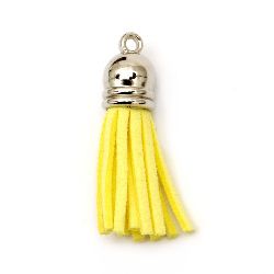 Suede Tassel for DIY Jewelry and Decoration / Yellow / 10x37 mm, Hole: 2 mm - 4 pieces