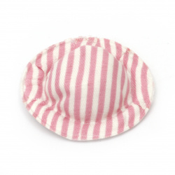 Pălărie  textil 49x10 mm dungi textile culoare alb și roz -4 bucăți