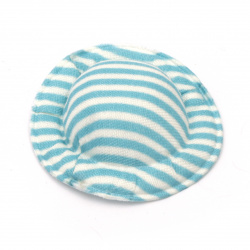 Hat 49x10 mm striped textile color white and blue -4 pieces