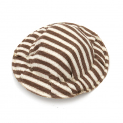 Hat 49x10 mm striped textile color white and brown -4 pieces