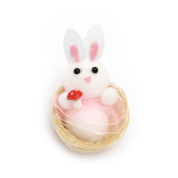 Rabbit in a nest for decoration 75x53 mm