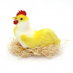 Easter Figurine for Home Decoration / Hen in Nest / 140x140 mm 