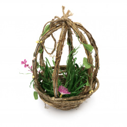 Egg-shaped Basket for Easter Decoration / 240x160 mm