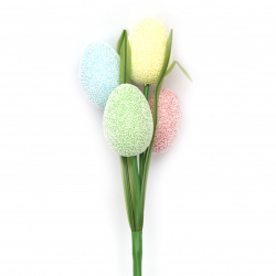 Set of Styrofoam Eggs on a Stick for Easter Home Decor / MIX / 57x39 mm, 170 mm - 4 pieces