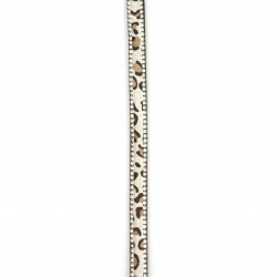 Лента от велур сива с леопардов десен 8.5x3 мм с два реда кристали -1 метър