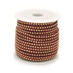 Suede tape 3x2 mm with aluminum cabochons red -1 meter