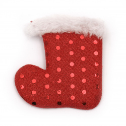 Коледно чорапче оттекстил цвят червен 70x75 мм -2 броя
