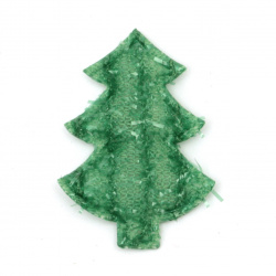 Figurină textilă 35x25 mm Pom de Crăciun cu cusătură -10 bucăți