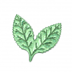 Листа за декорарация от текстил цвят зелен дъга 50x50 мм -10 броя