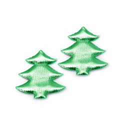 Christmas tree textile 35x30 mm color green -10 pieces