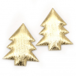 Χριστουγεννιάτικο δέντρο 35x30 mm, ύφασμα, χρυσό -10 τεμάχια