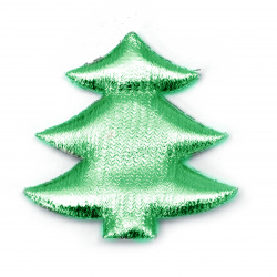 Χριστουγεννιάτικο δέντρο 61x61 mm, ύφασμα, πράσινο -2 τεμάχια
