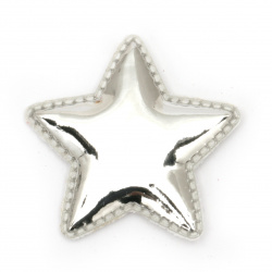 Star textile and varnish 50x40 mm color silver -5 pieces
