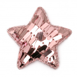 Star textiles and sequins 50x40 mm pink -5 pieces