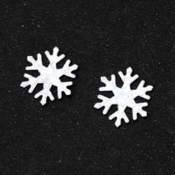 Material textil fulg de zăpadă 23 mm culoare alb -50 bucăți