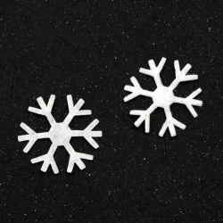 Snowflake textile 22 mm color white -50 pieces
