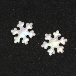 Fulgi de zăpadă textil de 25 mm culoare alb-curcubeu -30 bucăți